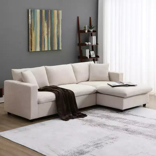 GDFStudio Bruce 101 Fabric L-Shaped Sectional Sofa with Ottoman