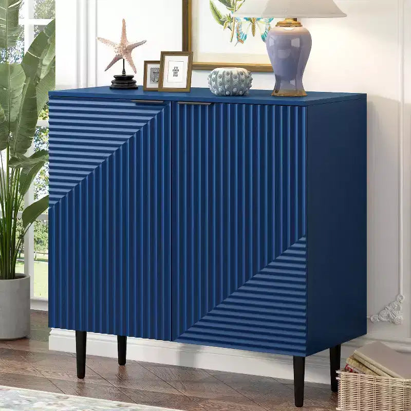70W Set di 2 Madie Moderne Minimaliste Supporto TV Consolle TV Credenza con Anta Geometrica e Ripiano Regolabile