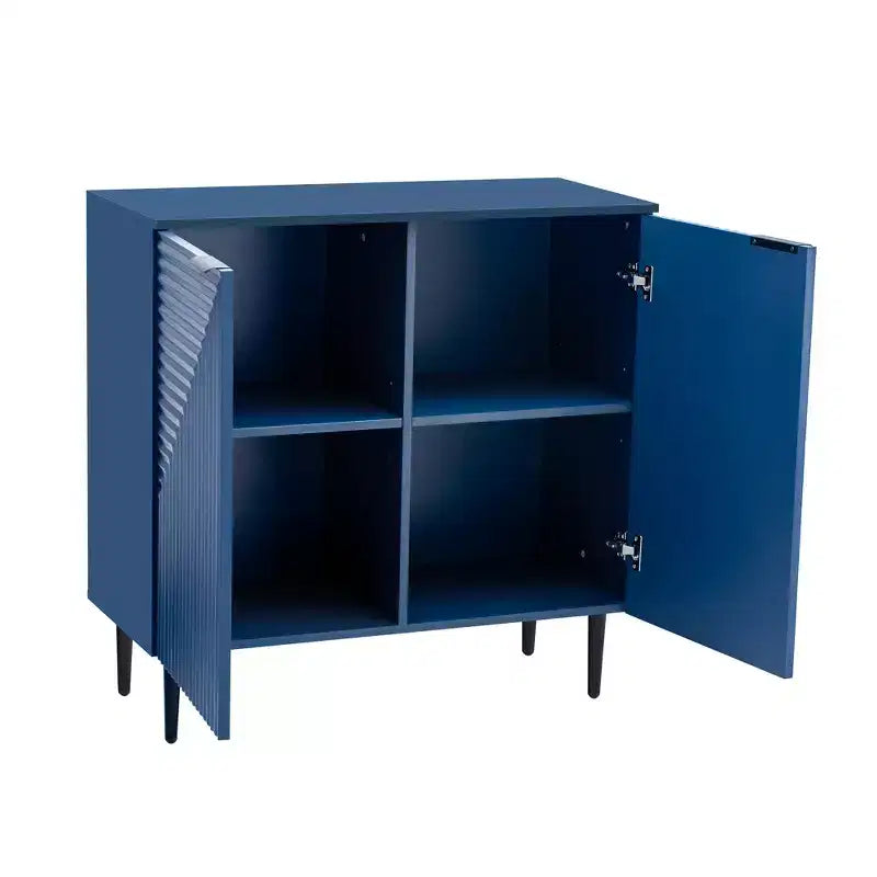 70W Set di 2 Madie Moderne Minimaliste Supporto TV Consolle TV Credenza con Anta Geometrica e Ripiano Regolabile