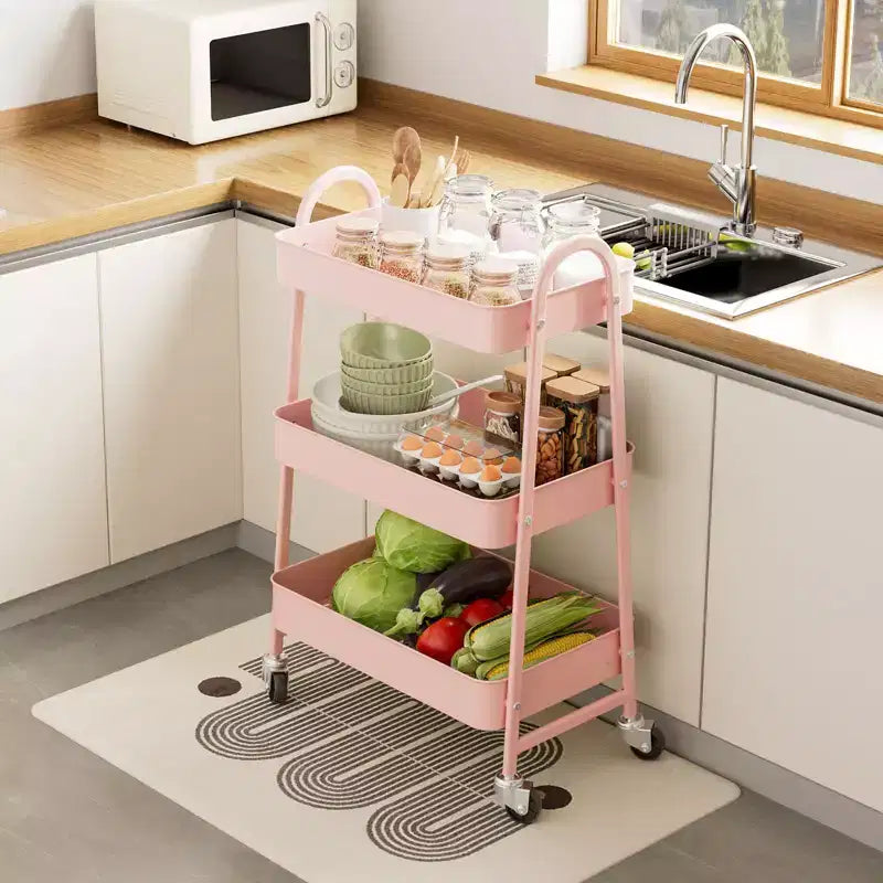 Carrello da Stoccaggio a 3 Livelli, Carrello Mobile Premium in Metallo con Ruote Bloccabili, Organizzatore Definitivo per Ogni Stanza della Casa