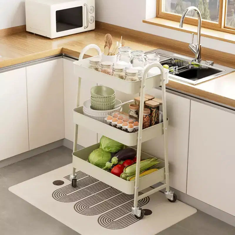 Carrello da Stoccaggio a 3 Livelli, Carrello Mobile Premium in Metallo con Ruote Bloccabili, Organizzatore Definitivo per Ogni Stanza della Casa