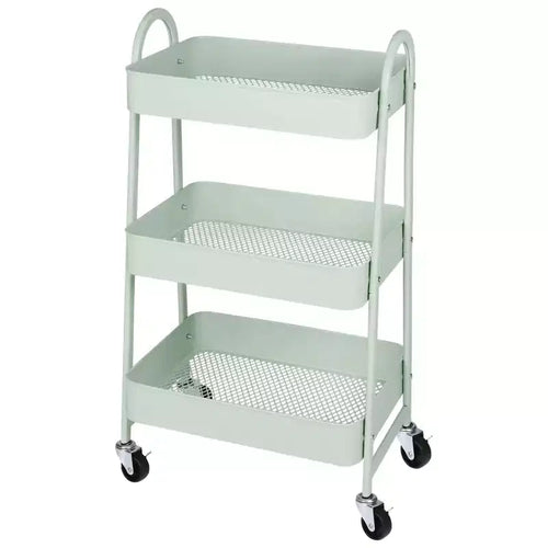 JIONJOY 3 Tier Utility Rolling Cart, Premium Metal Mobile Storage Cart with Lockable Wheels, Ultimate Organizer for Every Room in the House