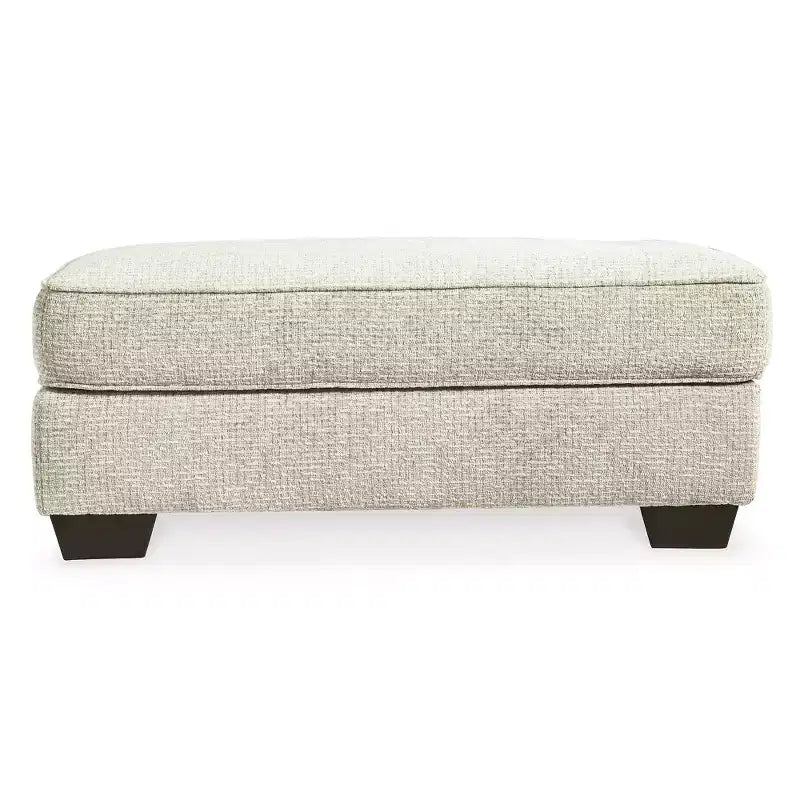 Pouf ottomano rivestito in ciniglia color sabbia per soggiorno