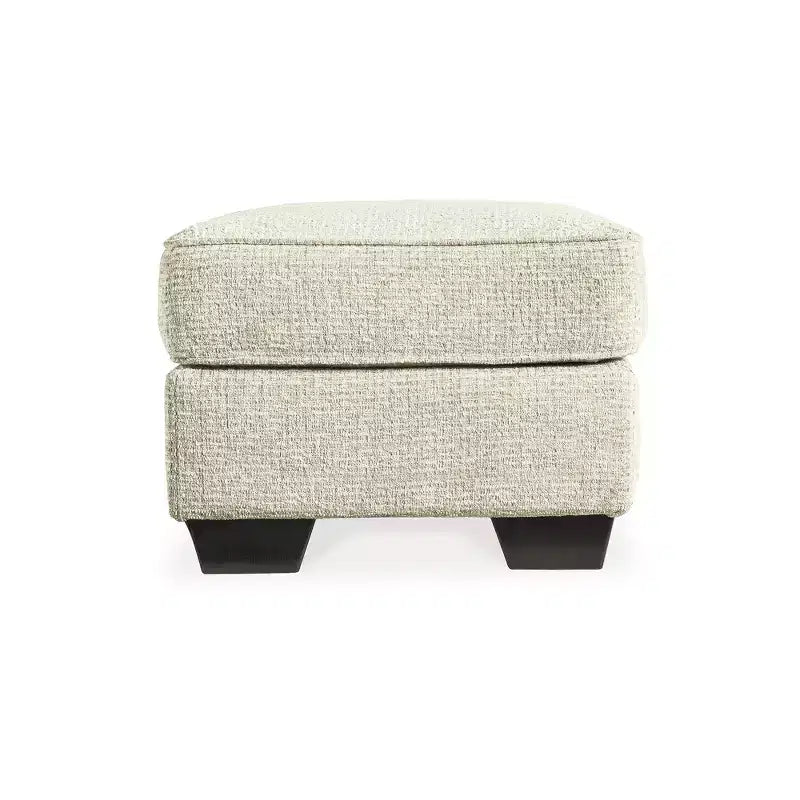 Pouf ottomano rivestito in ciniglia color sabbia per soggiorno
