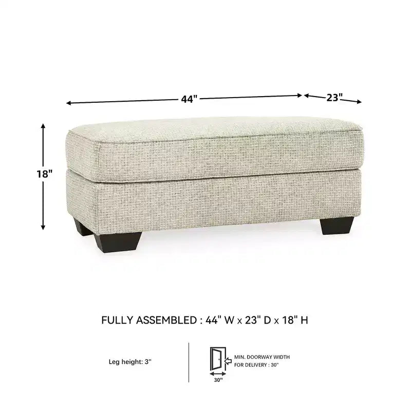 Pouf ottomano rivestito in ciniglia color sabbia per soggiorno