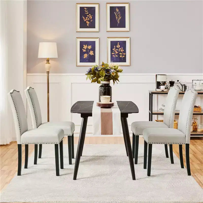 Yaheetech Lot de 4 chaises de salle à manger modernes rembourrées pour salon, salle à manger, maison, cuisine