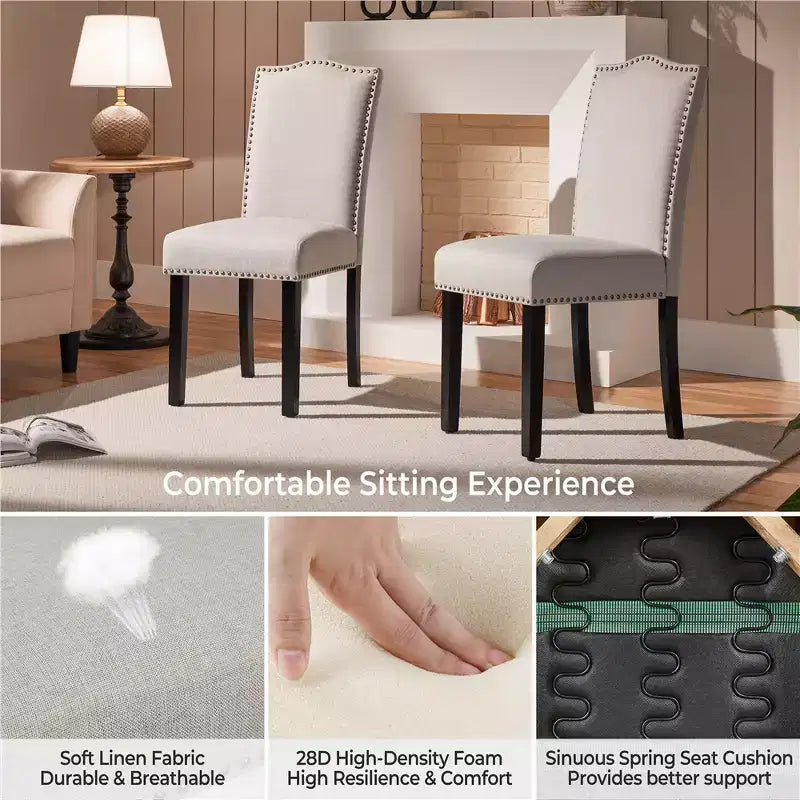 Yaheetech Lot de 4 chaises de salle à manger modernes rembourrées pour salon, salle à manger, maison, cuisine