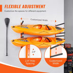 VEVOR Supporto a muro per kayak, porta kayak a parete a 4 posti per kayak, canoa, tavola da paddle, ganci per kayak con bracci imbottiti regolabili