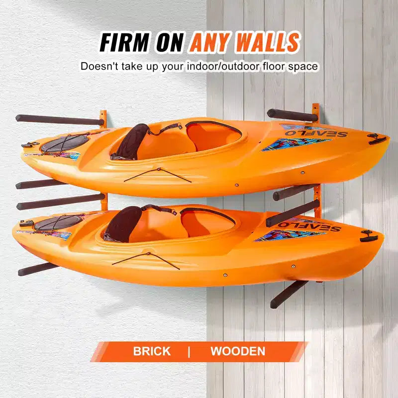 VEVOR Supporto a muro per kayak, porta kayak a parete a 4 posti per kayak, canoa, tavola da paddle, ganci per kayak con bracci imbottiti regolabili