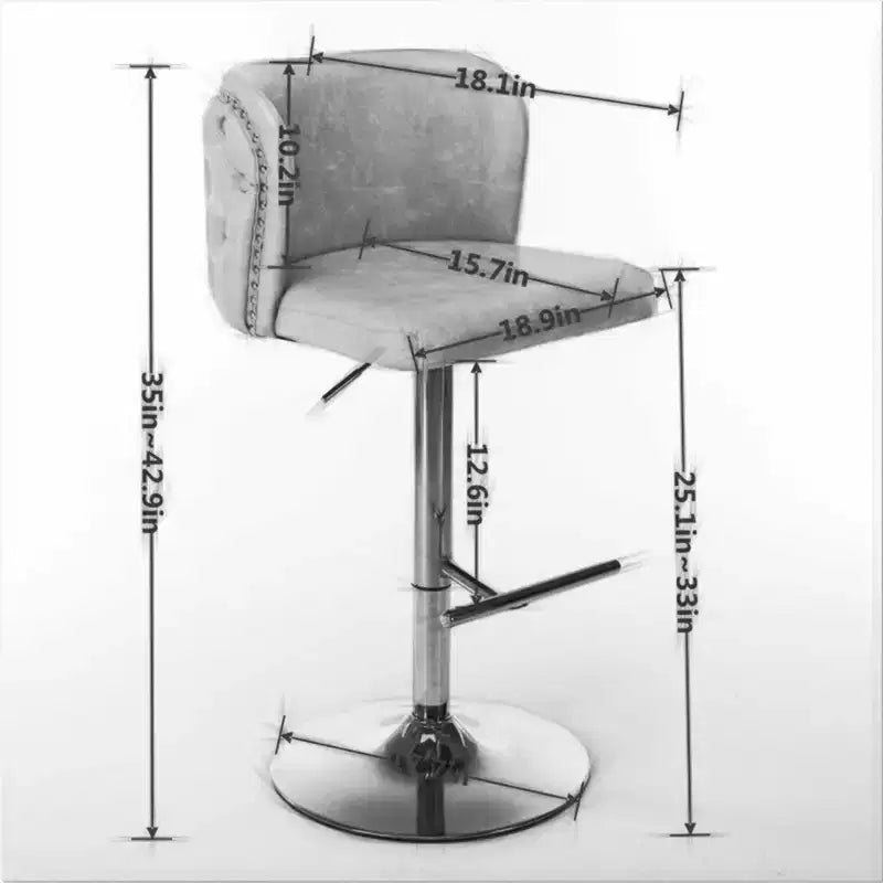 MAYEERTY Tabourets de Bar Pivotants - Hauteur d'assise réglable, base chromée, revêtement en PU, dossier entièrement capitonné, bleu, lot de 2