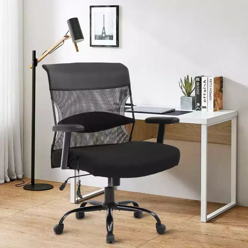 Chaise de bureau FDW 500lbs Grande taille Siège large Chaise d'ordinateur, Noir