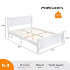 Karl Home Struttura Letto in Legno Matrimoniale con Testiera, Piattaforma Letto, Bianco