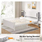 Karl Home Struttura Letto in Legno Matrimoniale con Testiera, Piattaforma Letto, Bianco
