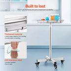 VEVOR Mayo Stand, Vassoio Mayo in Acciaio Inox, Capacità di Carico fino a 15,9 kg, Altezza Regolabile 64-101 cm, Vassoio Medico su Ruote con Vassoio Rimovibile