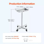 VEVOR Mayo Stand, Vassoio Mayo in Acciaio Inox, Capacità di Carico fino a 15,9 kg, Altezza Regolabile 64-101 cm, Vassoio Medico su Ruote con Vassoio Rimovibile