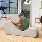 Avana Chaise Longue Elegante per Yoga - Prodotto negli USA - Ottima per Stretching, Rilassamento, Esercizi e Altro, 60P x 18L x 26A pollici, Grigio Chiaro
