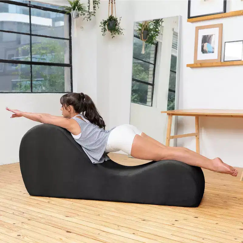 Avana Chaise Longue Elegante per Yoga - Prodotto negli USA - Ottima per Stretching, Rilassamento, Esercizi e Altro, 60P x 18L x 26A pollici, Grigio Chiaro