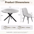 EROMMY Ensemble table à manger ronde 47.2, Table de cuisine moderne avec 4 chaises