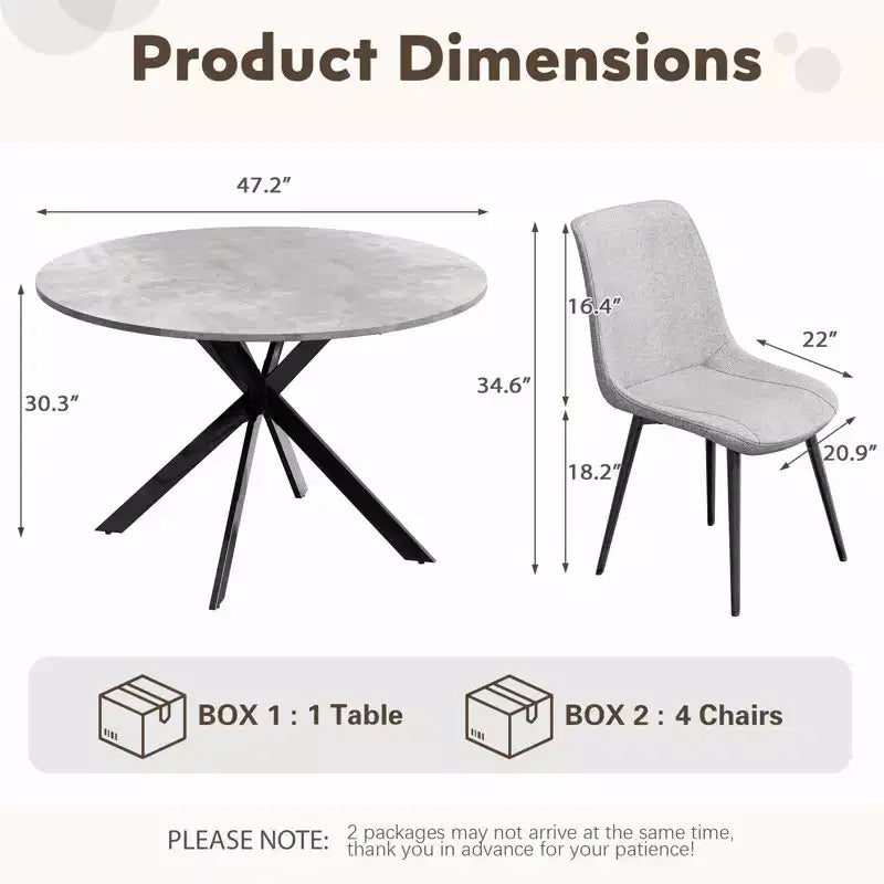 EROMMY Ensemble table à manger ronde 47.2, Table de cuisine moderne avec 4 chaises