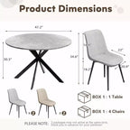 EROMMY Ensemble table à manger ronde 47.2, Table de cuisine moderne avec 4 chaises