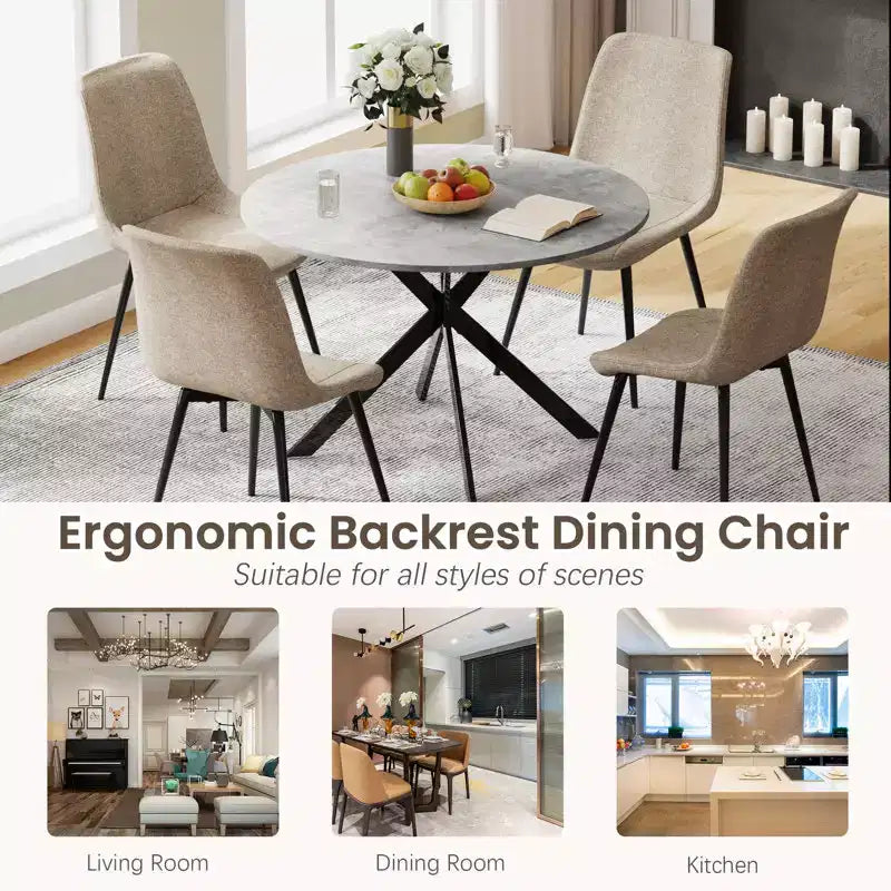 EROMMY Ensemble table à manger ronde 47.2, Table de cuisine moderne avec 4 chaises
