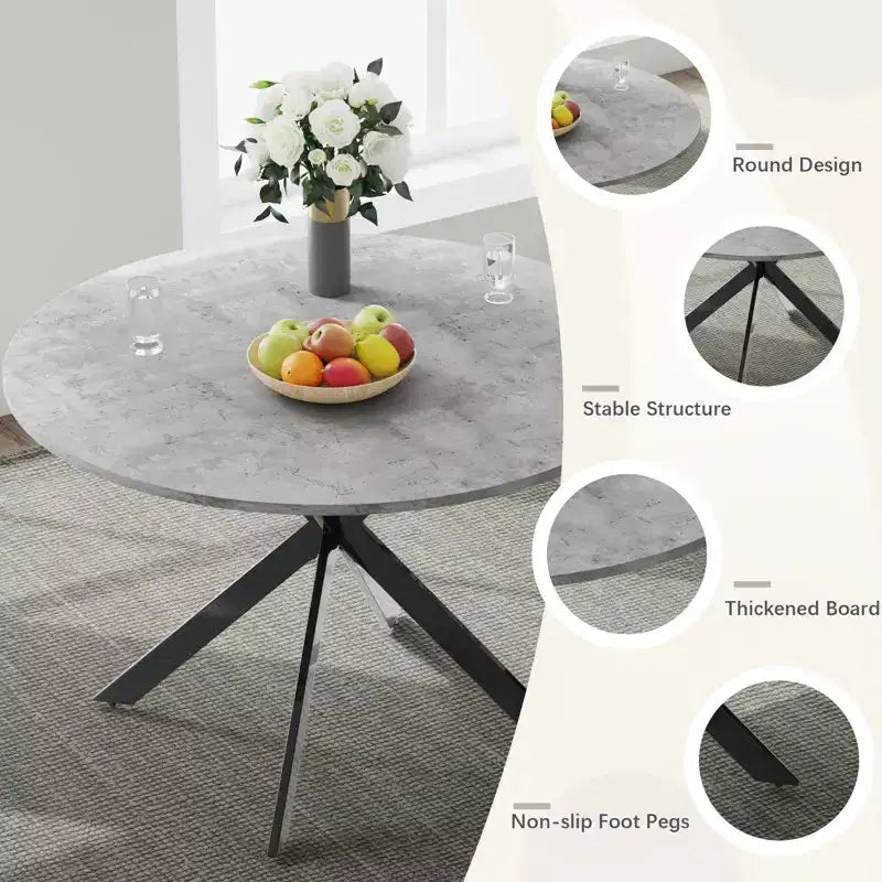 EROMMY Ensemble table à manger ronde 47.2, Table de cuisine moderne avec 4 chaises