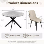 EROMMY Ensemble table à manger ronde 47.2, Table de cuisine moderne avec 4 chaises