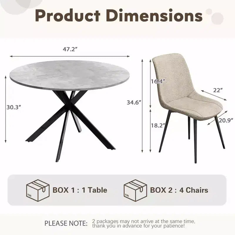 EROMMY Ensemble table à manger ronde 47.2, Table de cuisine moderne avec 4 chaises