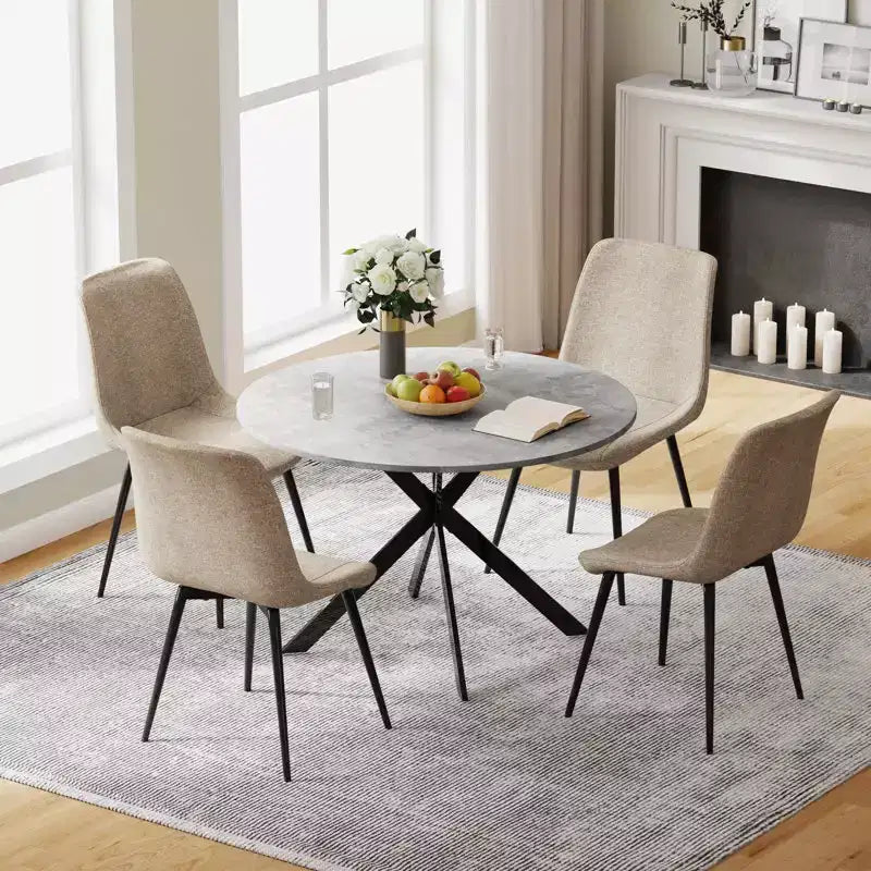 EROMMY 47.2 Round Dining Table Set, Modern Kitchen Table Wit 4 Chairs