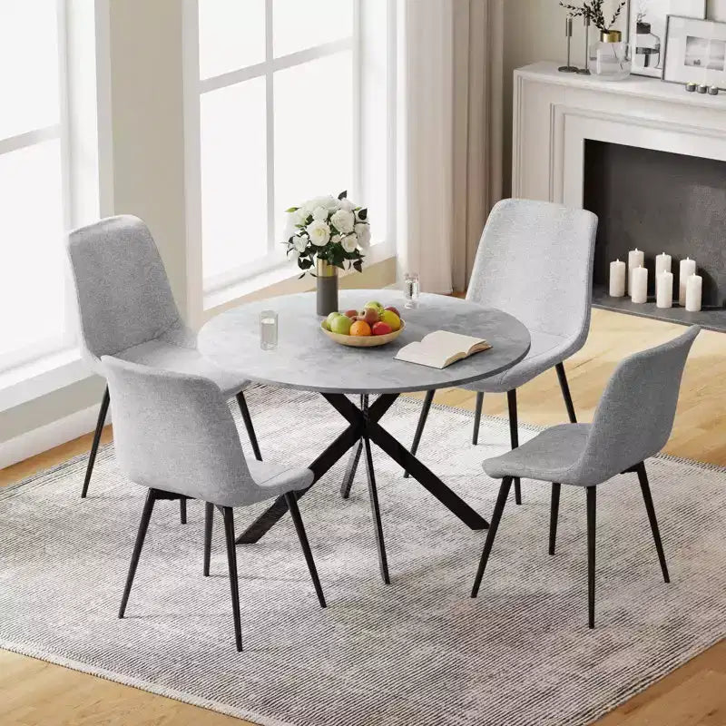 EROMMY Ensemble table à manger ronde 47.2, Table de cuisine moderne avec 4 chaises
