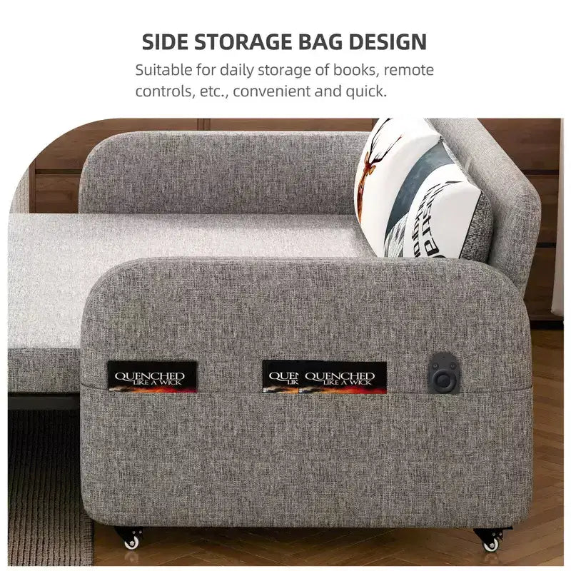 Divano Letto Estraibile Moderno Regolabile Luck Live con Tessuto in Lino Moderno per Soggiorno
