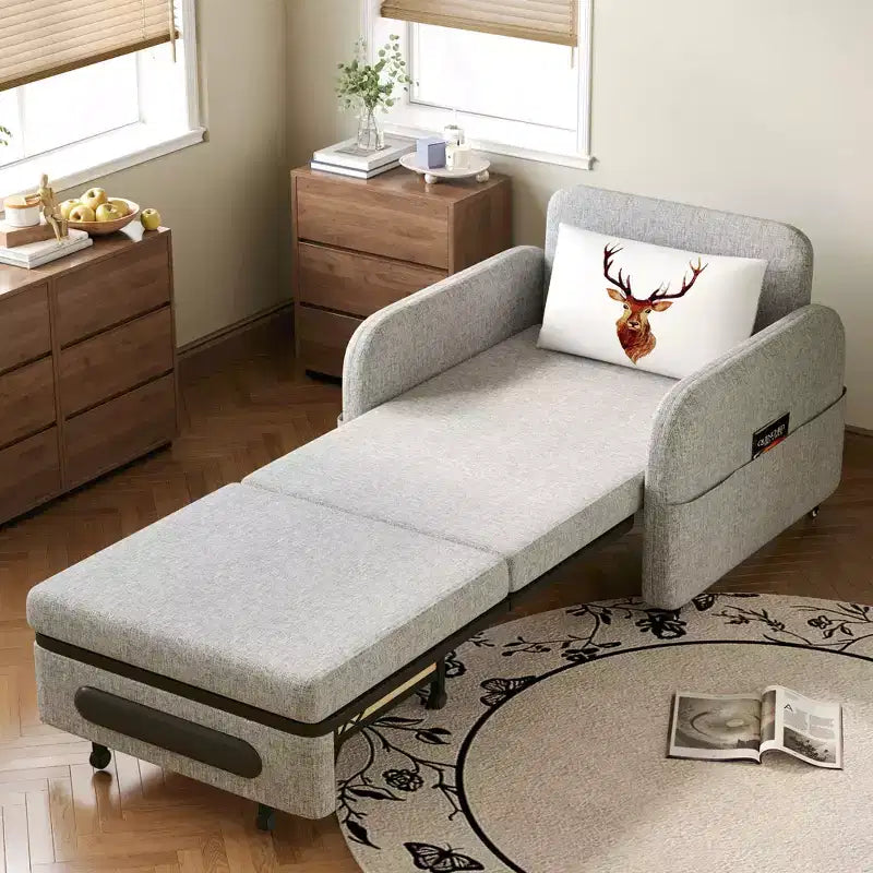 Divano Letto Estraibile Moderno Regolabile Luck Live con Tessuto in Lino Moderno per Soggiorno