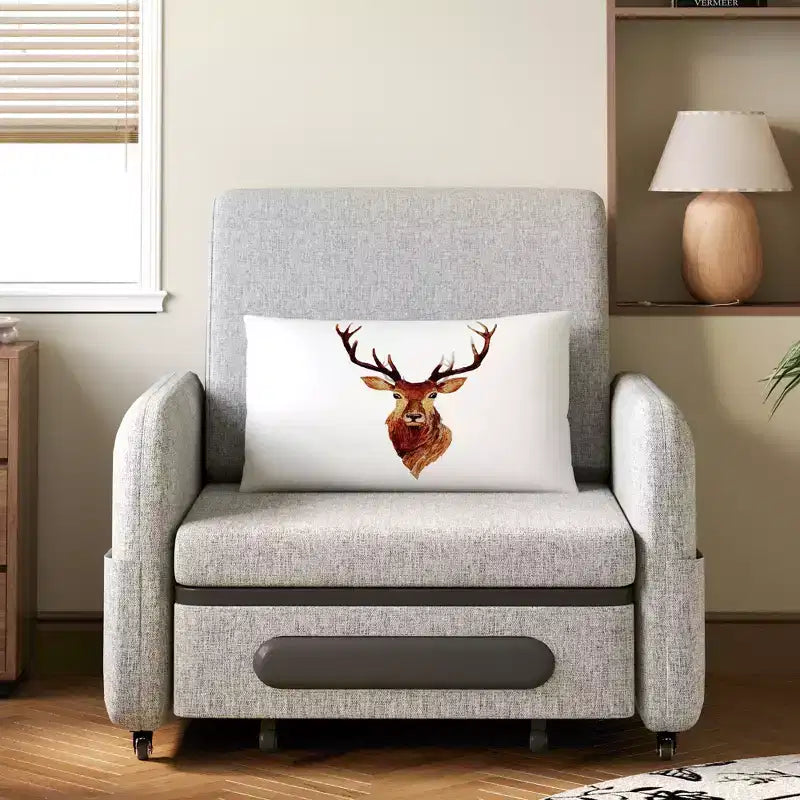 Divano Letto Estraibile Moderno Regolabile Luck Live con Tessuto in Lino Moderno per Soggiorno