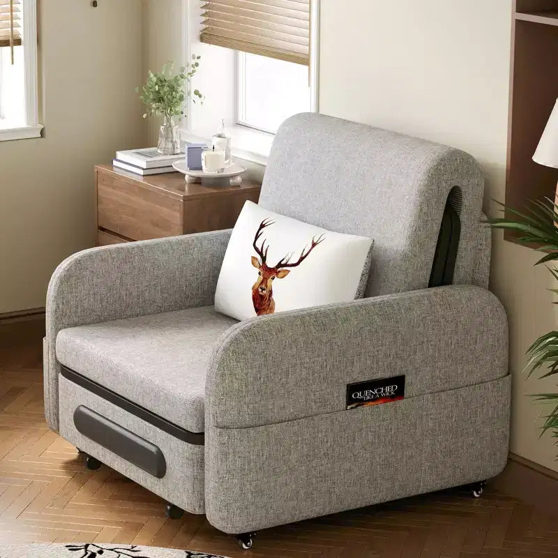 Divano Letto Estraibile Moderno Regolabile Luck Live con Tessuto in Lino Moderno per Soggiorno