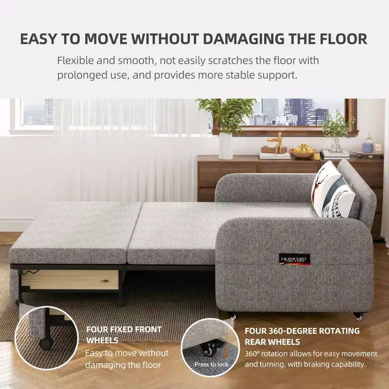 Divano Letto Estraibile Moderno Regolabile Luck Live con Tessuto in Lino Moderno per Soggiorno