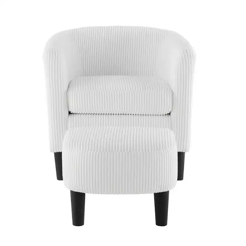 Fauteuil d'appoint Okak pour Chambre à Coucher, Fauteuil Moderne Rembourré en Velours Côtelé avec Repose-Pieds et Ottoman Confortable