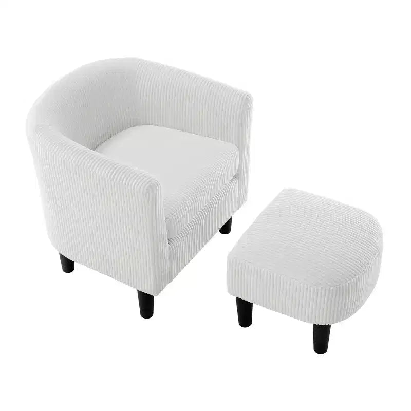 Fauteuil d'appoint Okak pour Chambre à Coucher, Fauteuil Moderne Rembourré en Velours Côtelé avec Repose-Pieds et Ottoman Confortable