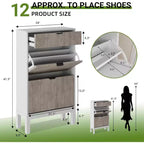 Acekool Scarpiera con 2 cassetti a ribalta e cassetto piccolo, Mobile ingresso sottile con ante a coste