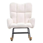 VEVOR Rocking Chair Nursery, Glider Rocking Chair with Soft Seat and High Backrest, 250 lbs Weight Capacity Teddy Fabric, Ivory White
