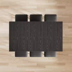 Set da tavolo da pranzo VECELO 7 pezzi con 6 sgabelli, tavolo da cucina allungabile da 160 cm con struttura in metallo, per piccoli spazi, nero