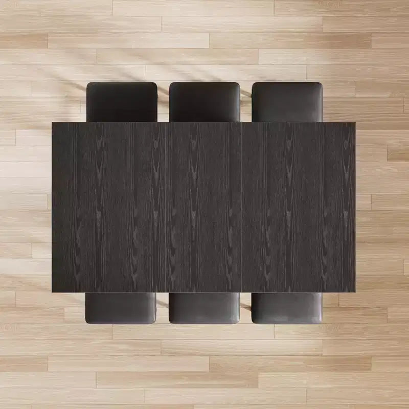 Set da tavolo da pranzo VECELO 7 pezzi con 6 sgabelli, tavolo da cucina allungabile da 160 cm con struttura in metallo, per piccoli spazi, nero