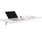 VEVOR Wall Mounted Folding Table, 43.31 x 18.11 Wall Mount Drop Leaf Table, Floating Desk with Iron Bracket, Fold Down Desk