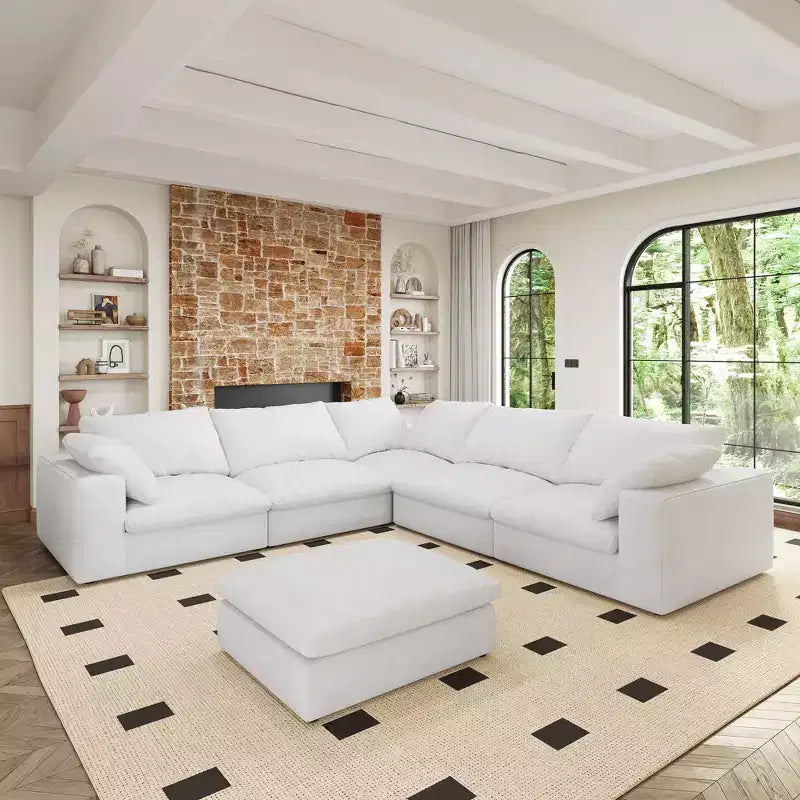 Oversized 160 Cloud Modular Sectional Sofa with Storage Ottomans, 6seaters Convertible Couch Deep Seat Couches for Living Room 6seaters