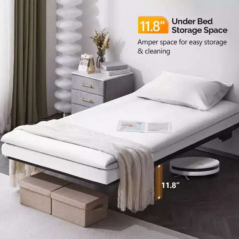 Karl Home Struttura letto matrimoniale galleggiante con stazione di ricarica USB e luce LED