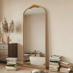 65x22 Arched Full Length Mirror Metal Vintage Mirror Baroque Style,Antique Gold