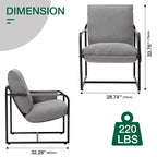 Poltrona Hommpa Mid-century ergonomica in lino con tasche laterali e struttura in acciaio, grigia