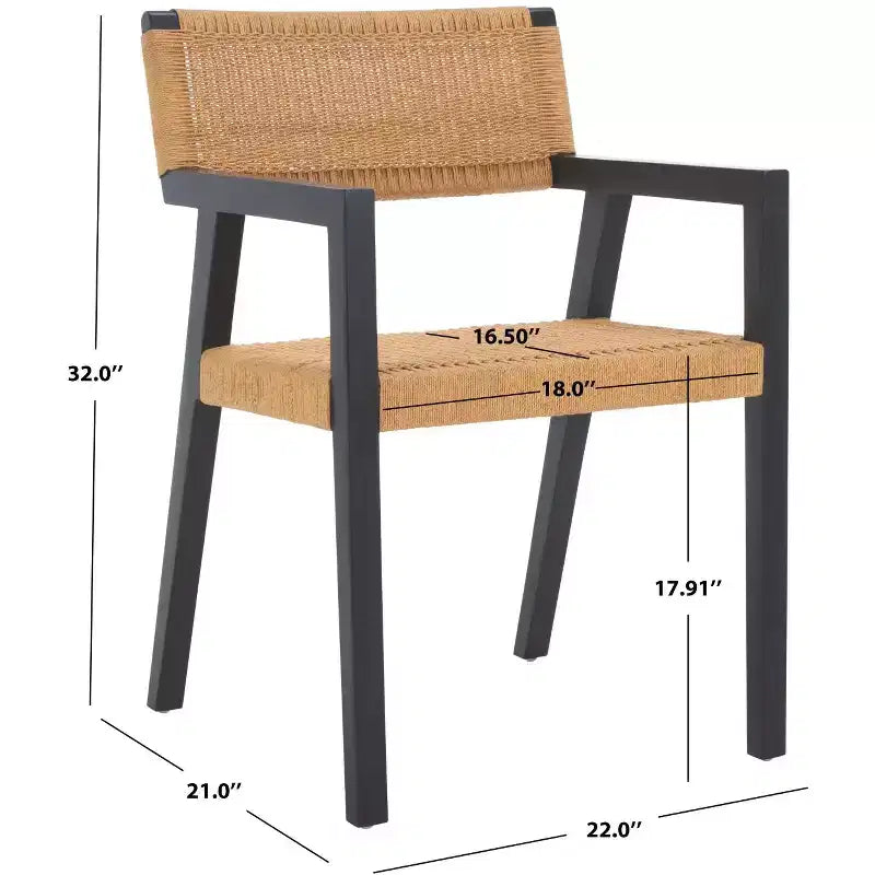 Sedia da pranzo Jolene in corda intrecciata - DCH1015 - Nero/Naturale - Safavieh