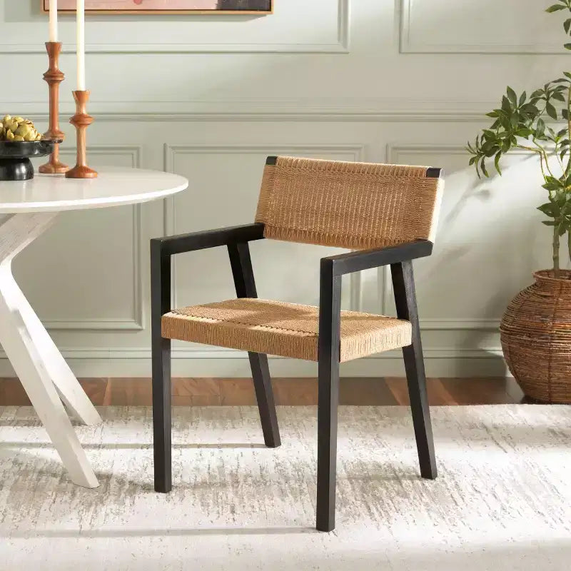 Chaise de salle à manger en corde tressée Jolene - DCH1015 - Noir/Naturel - Safavieh