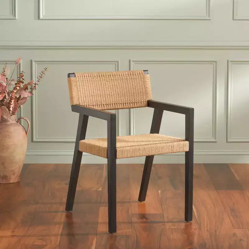 Chaise de salle à manger en corde tressée Jolene - DCH1015 - Noir/Naturel - Safavieh
