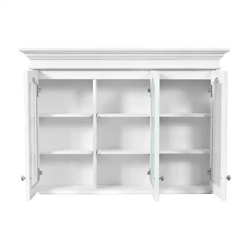 Armadietto dei Medicinali 40W con Specchio, Armadietto da Bagno con Ripiani Regolabili e Ante in Vetro, Armadietto a Specchio da Parete, Bianco - ModernLuxe